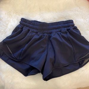 Navy Lulu Lemon shorts with mesh detail